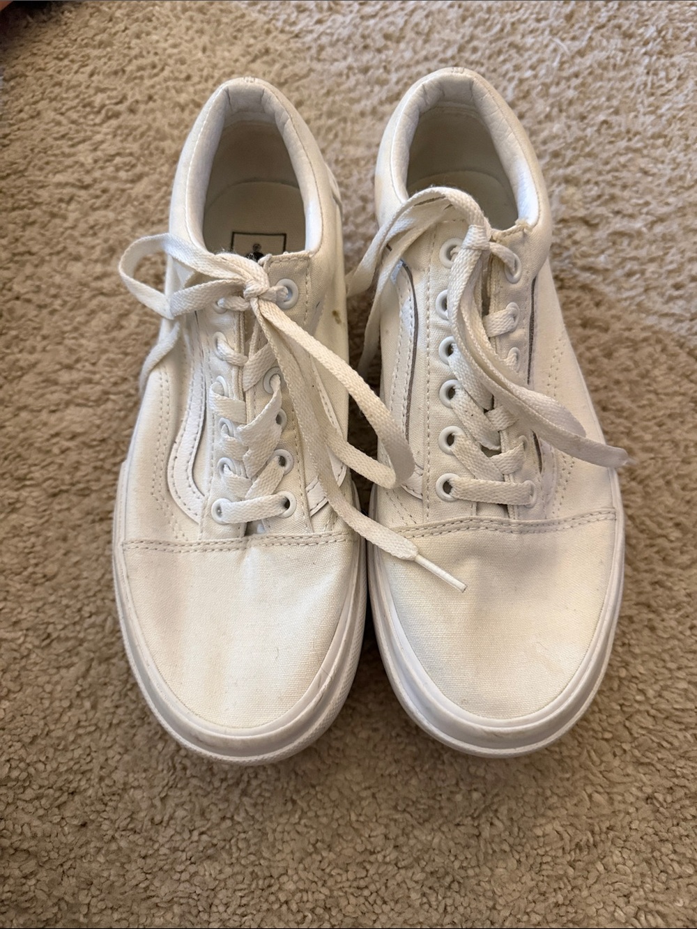 Vans White Canvas Low-Top Sneakers